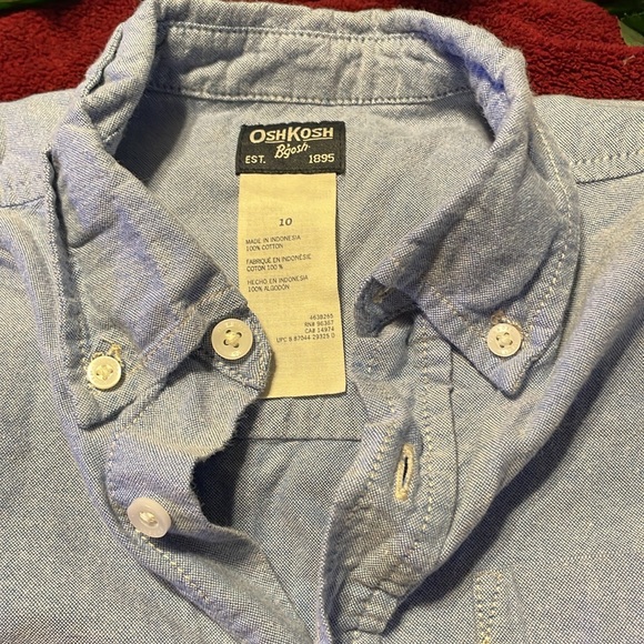 OSHKOSH B’GOSH BOY OXFORD SZ 10 CHAMBRAY BLUE BUTTON DOWN LONG SLEEVE SHIRT ECU - Picture 4 of 11